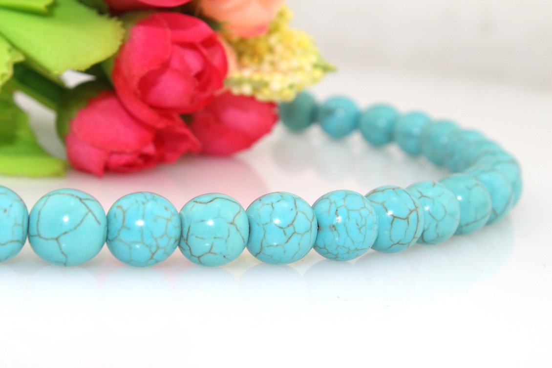 Asingeloo Howlite Turquoise Round Loose Beads Gemstone 15 Inch 6mm Crystal Energy Stone Healing Power for Jewelry Making