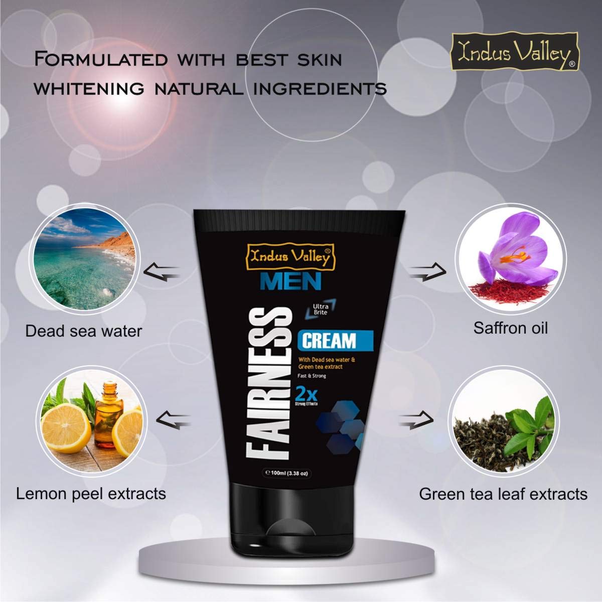 INDUS VALLEY Men Fairness Cream With Dead Sea Water & Green Tea Extract For Natural Fair Look (100 ml)