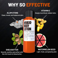 Hivado Men’s Body Lotion | Deep Hydration & 24-Hour Moisture Lock | Watermelon Seed & Shea Butter | Lightweight, Non-Greasy, Fast-Absorbing | For Rough & Dry Skin | Sulphate & Paraben Free | 250ml
