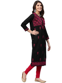 Ada Hand Embroidered Lucknow Chikankari Women's  Pure Cotton Kurti Kurta