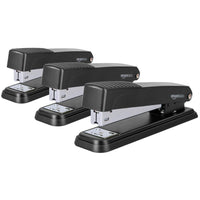 Basics Full-strip Metal Office Desktop Stapler, 20 Sheet Capacity, 3 Pack, Black 1-Pack