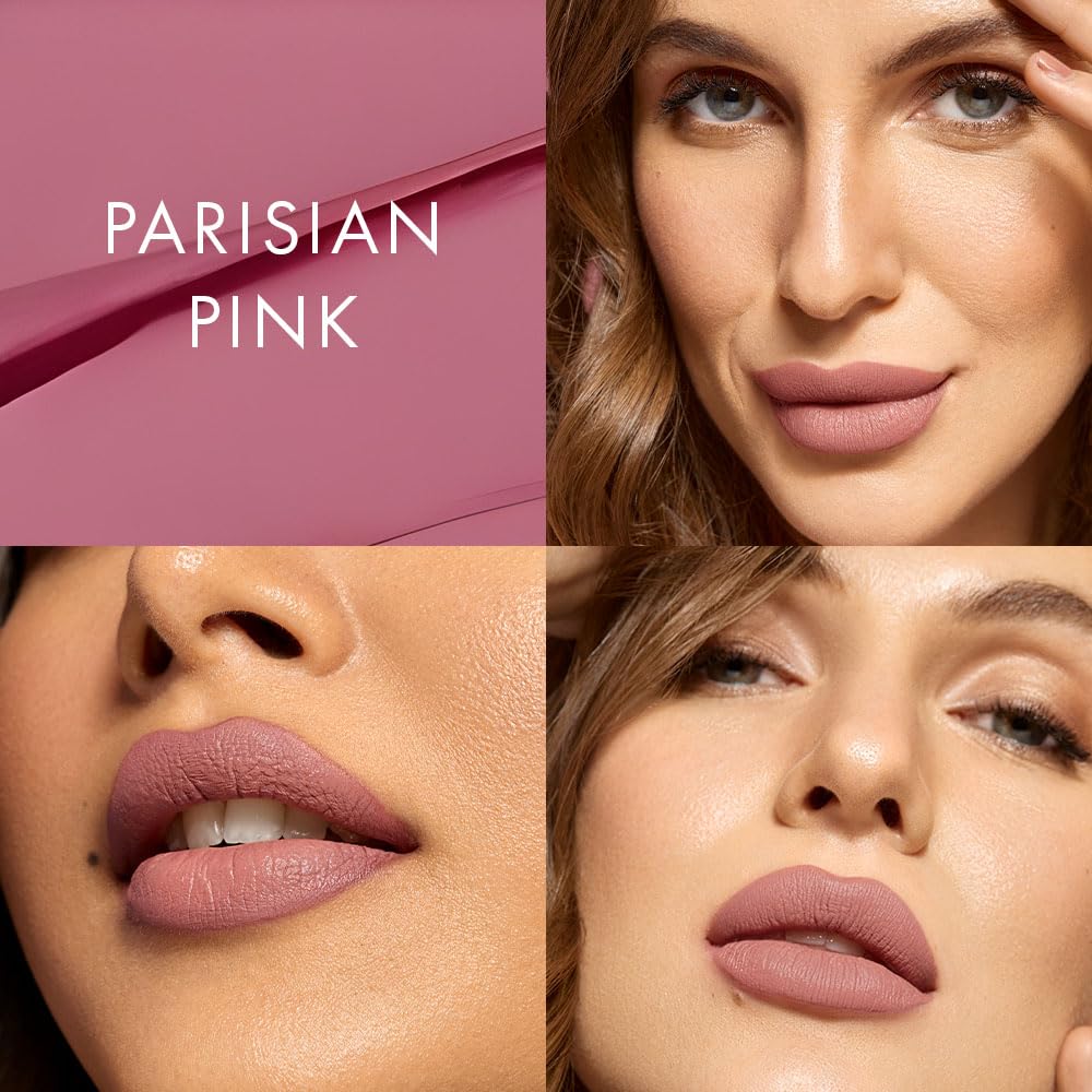 HYUE HydraMatte™ Liquid Lipstick | 2.2ml | Parisian Pink Soft-Matte Long-Wear | Intense Color | With Jojoba, Almond & Gooseberry Extracts | Travel-Friendly | Precision Tip | 12 Bold Shades