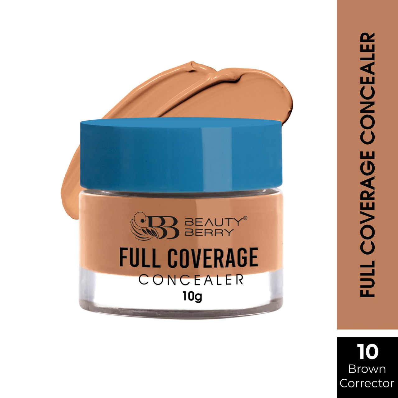 Beauty Berry Full Coverage Concealer, Easy to Blend, Ultra Lightweight & Long Lasting Concealer | Creamy Texture, Highly Pigmented, Waterproof Concealer for Face Makeup (BROWN CORRECTOR-10, 1)
