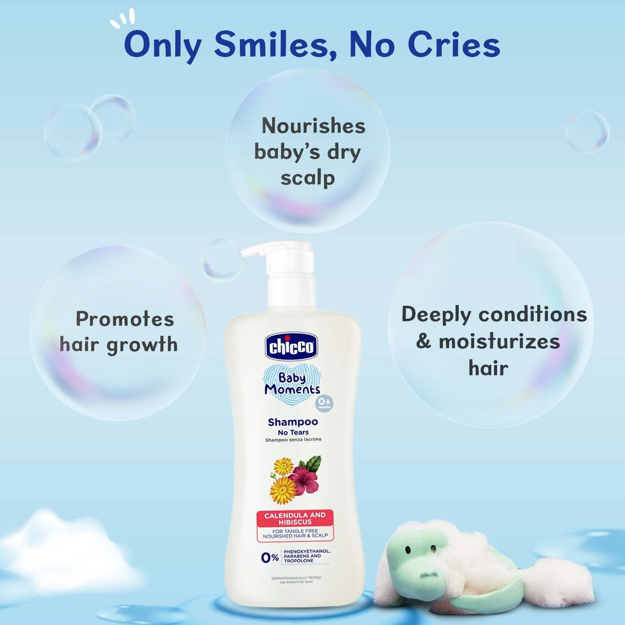 Chicco Baby Moments Shampoo for Babies with Calendula & Hibiscus, 100 ml| No Tears Formula|For Soft & Smooth Hair|Dermatologically Tested|Parabens & Phenoxyethanol Free (Pack of 2)