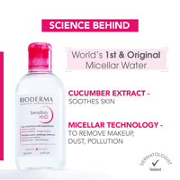 Bioderma Sensibio H2O Daily Soothing Cleanser, Make up Pollution & Impurities Remover Face Eyes Sensitive skin, Pump Bottle, 500ml