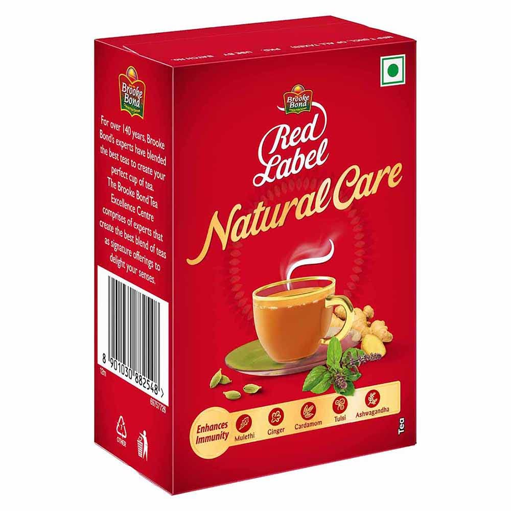 Red Label Brooke Bond Natural Care Tea, With 5 Ayurvedic Ingredients, Ginger, Leaf, 100 Gram