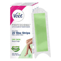 Veet Professional Waxing Strips Kit for Dry Skin, 20 Strips (Pack of 3) | Gel Wax Hair Removal for Women | Up to 28 Days of Smoothness | No Wax Heater or Wax Beans Required