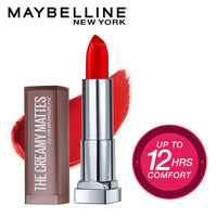 Maybelline New York Color Sensational Creamy Matte Lipstick, 690 Siren in Scarlet, 3.9g And Maybelline New York Color Sensational Creamy Matte Lipstick, 696 Burgundy Blush, 3.9g