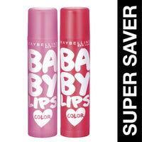 Maybelline New York Baby Lips Lip Balm, Cherry Kiss, 4g & Maybelline New York Baby Lips Pink Lolita & Baby Lips Cherry Kiss Lip Balm, Pink, Red, 31.2 g (Pack of 2)