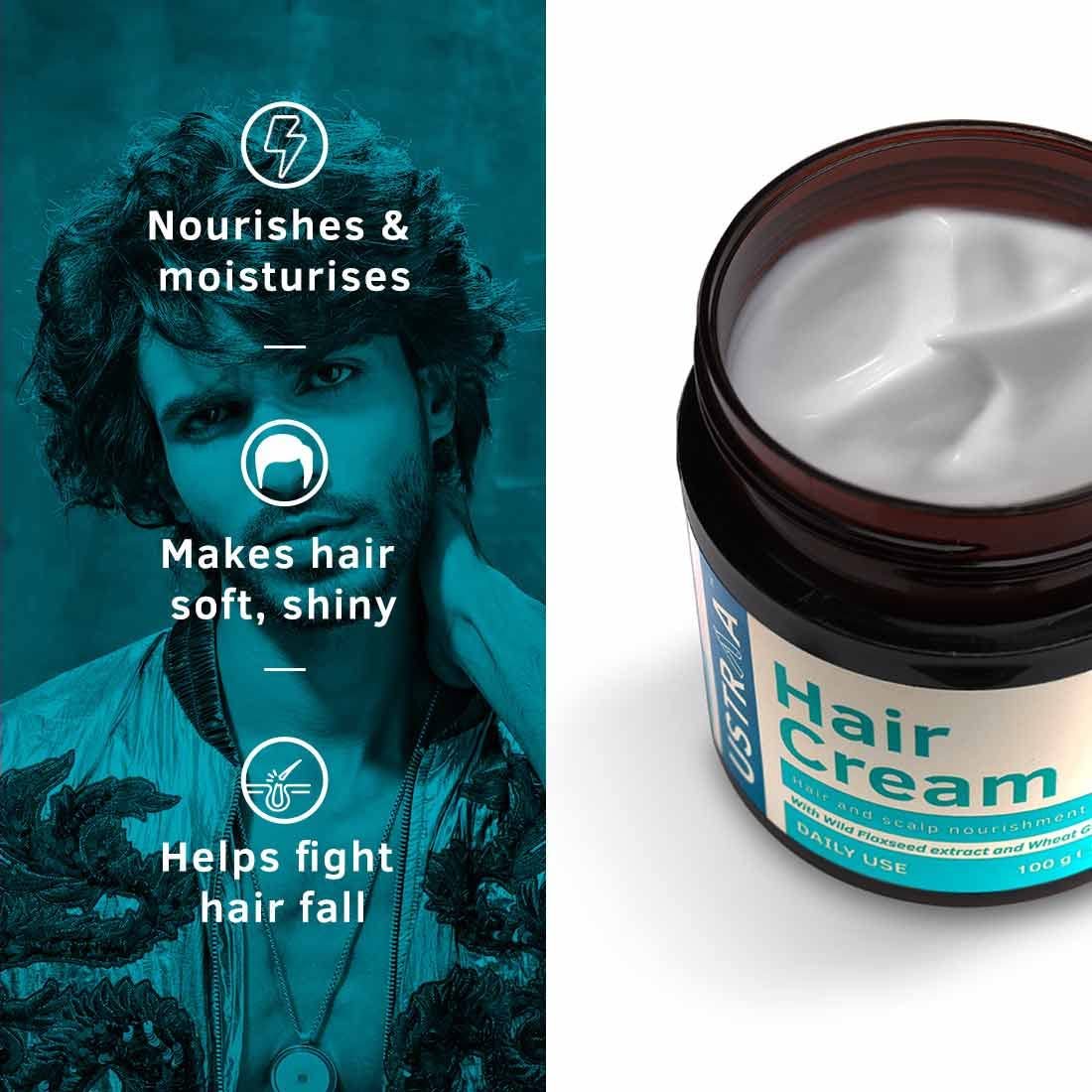 Ustraa Hair Growth Vitalizer - 100 ml - Clinically Tested | With Redensyl, Saw Palmetto | Non-sticky, Non-oily & Hair Cream - Daily Use - 100 g | with Wheat Germ Oil, Almond Oil | For All Hair Types