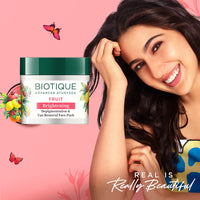 Biotique Fruit Brightening Depigmentation and Tan Removal Face Pack| Ayurvedic and Organically Pure| Tan Removal Face Pack for All Skin Types|100% Botanical Extracts| 75gm
