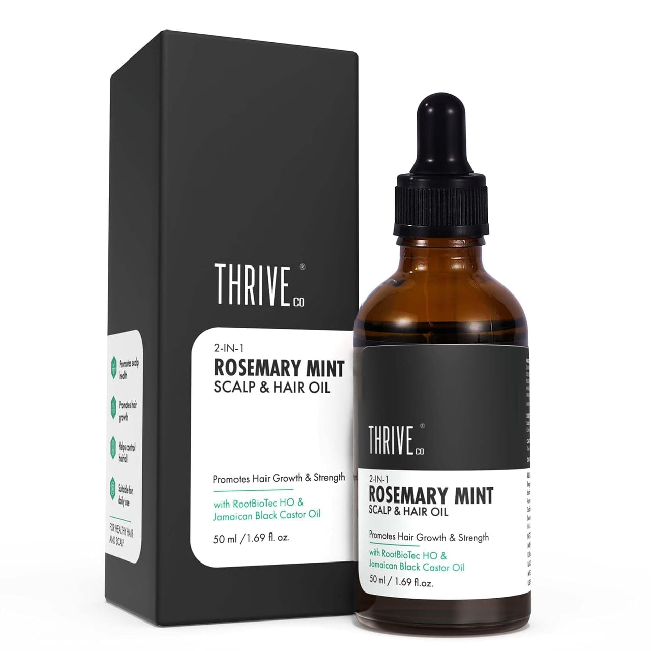 ThriveCo Rosemary Mint Hair Oil | For Hair Growth, Hair fall and Dandruff Control | Smoothens Dry Scalp & Split Ends | Suitable for both Men and Women |50ml