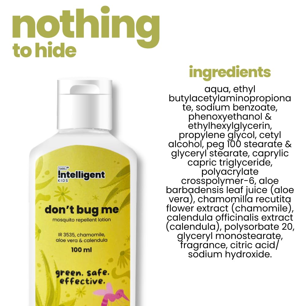 Tuco® Kids Don't Bug Me Mosquito Repellent Lotion | With Chamomile, Aloe Vera and Calendula Protects from Dengue, Malaria, Chikunguniya | 100% Natural with 12 hr. Protection | Age 0-10 Years |100 ml