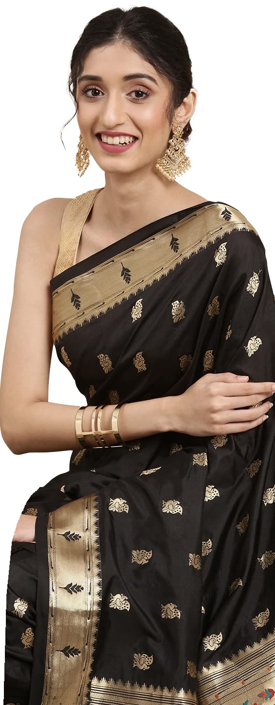 Pandadi Saree Women's  Paithani Silk Saree With Blouse Piece