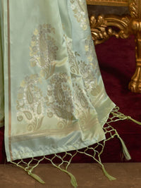 AKHILAM Women's  Banarasi Pure Silk Floral Golden Zari Work Woven Design Border Saree with Unstitched Blouse Piece(KSBLE2240_Parent)