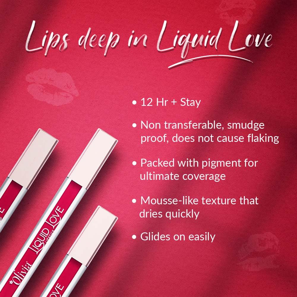 Oliva Liquid Lipstick, 12HR Long-lasting Matte Lipstick, Non Transfer, High Coverage, Water & Smudge Proof, Light Weight & Cruelty-Free - 2ml (Shock me Pink 7)