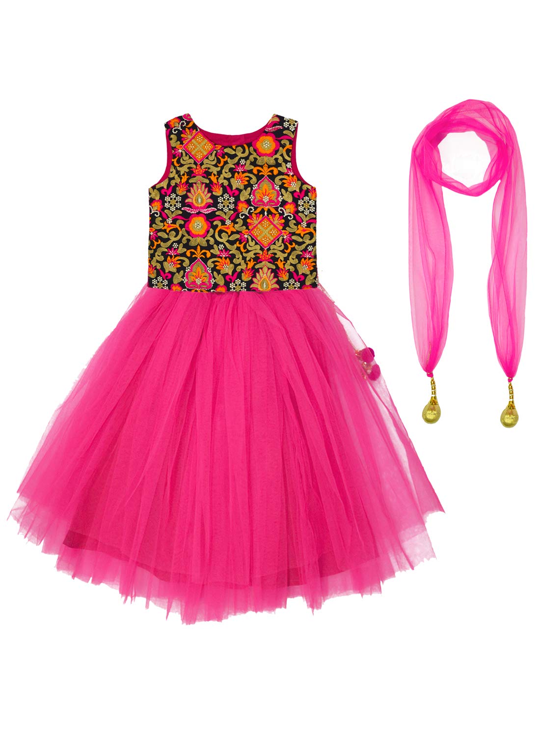 A.T.U.N Girls Lehenga Choli Multi-Turquoise