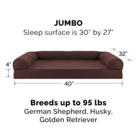 Furhaven Replacement Dog Bed Cover Quilted Sofa-Style, Machine Washable - Coffee, Jumbo (X-Large) Cover Only 40.0