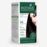 Biotique Bio Herbcolor Conditioning Hair Color, 50g + 110ml - Darkest Brown 3N (Pack of 1) & Biotique Argan Oil Hair Mask from Morocco (Ideal for Frizz -Free and Stronger Hair), 175g