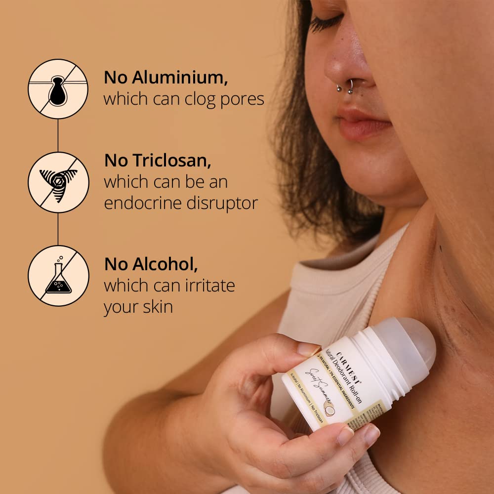 Carmesi Natural UnderArms Roll On Deodorant for Women | 95% Natural + 5% Essential Ingredients | For Fresh Underarms All Day | No Alcohol & Aluminium | Sweet Summer | 50 ml (Pack of 3)