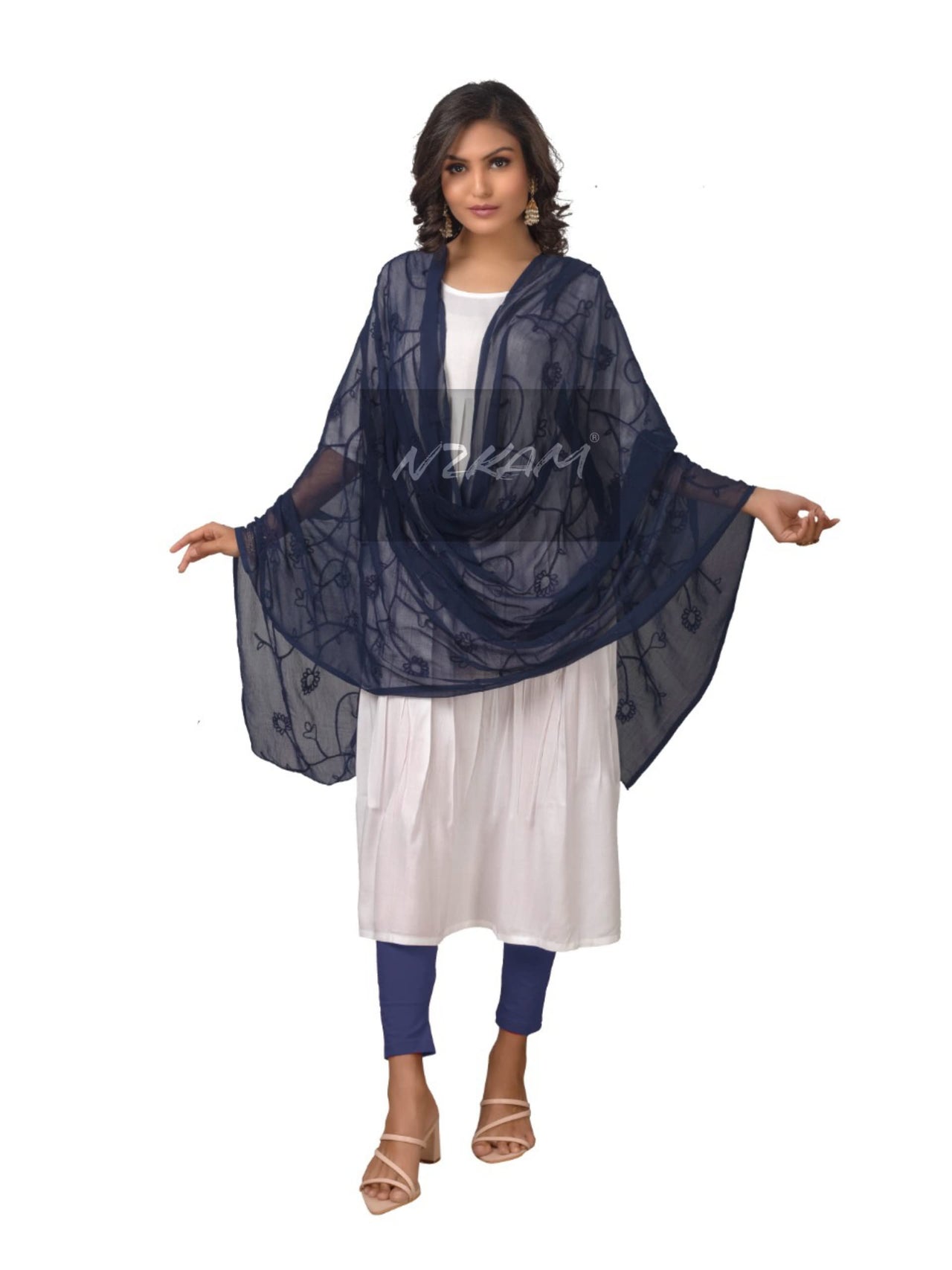 NZKAM Women's  Embroidery Chiffon Aari Work Dupatta | Ethinic Dupattas for Girls