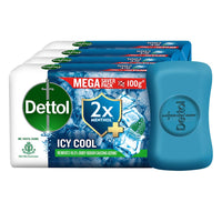 Dettol Icy Cool Bathing Soap Bar With 2x Menthol (400gm), 100gm - Pack of 4