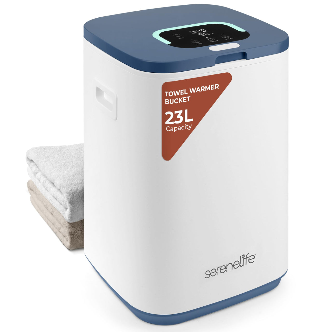 SereneLife Towel Warmers for Bathroom, 23L Luxury Heater, Blanket Warmer Bucket, LED Display, Up to 24 Hours Delay, 3 Heating Modes and Child Lock for Oversize Bathrobes PJ's  and More (Pink) Pink