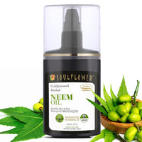 Soulflower Neem Oil for Hair Growth, Anti Hair Fall & Dandruff Control, Conditions Scalp, Soothe Frizz, Reduce Wrinkles & Acne 100% Pure, Natural, Organic, Cold pressed Oil, 120ml (Pack of 1)