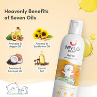 Mylo Baby Hair Oil 100 ml | Dermatologically Tested & Made Safe Certified | Promotes Hair Growth | Soothes dry scalp