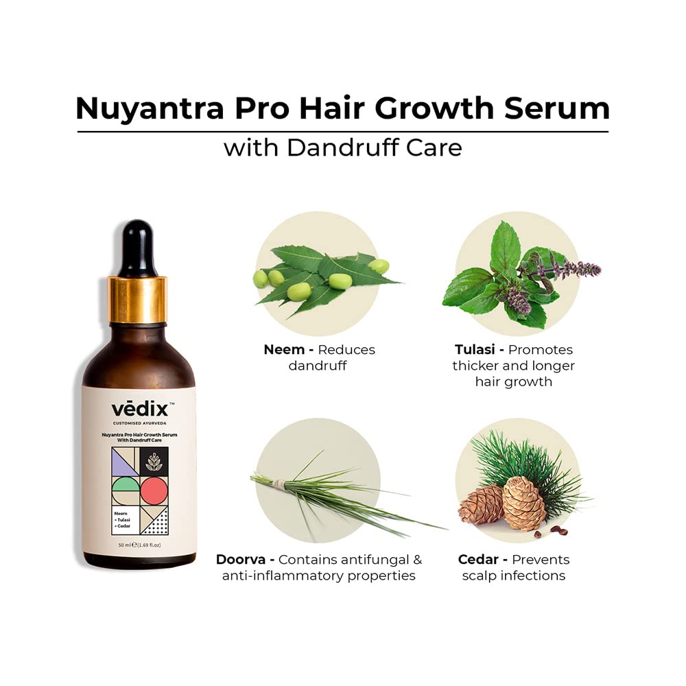 Vedix Customized Hair Fall&Dandruff Control Regimen For Normal/Oily Hair -Normal To Oily Scalp&Straight Hair,3 Product Ayurvedic Hair Care Kit - Ayurvedic Hair Oil,Shampoo,Hair Growth Serum,540 Grams