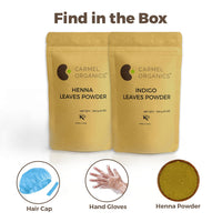 CARMEL ORGANICS Hair Color Henna & Indigo Leaves Powder Combo (340gm Each) | No Added Preservative and Additives | Non-GMO | Made By Pure And Natural Dried Leaves