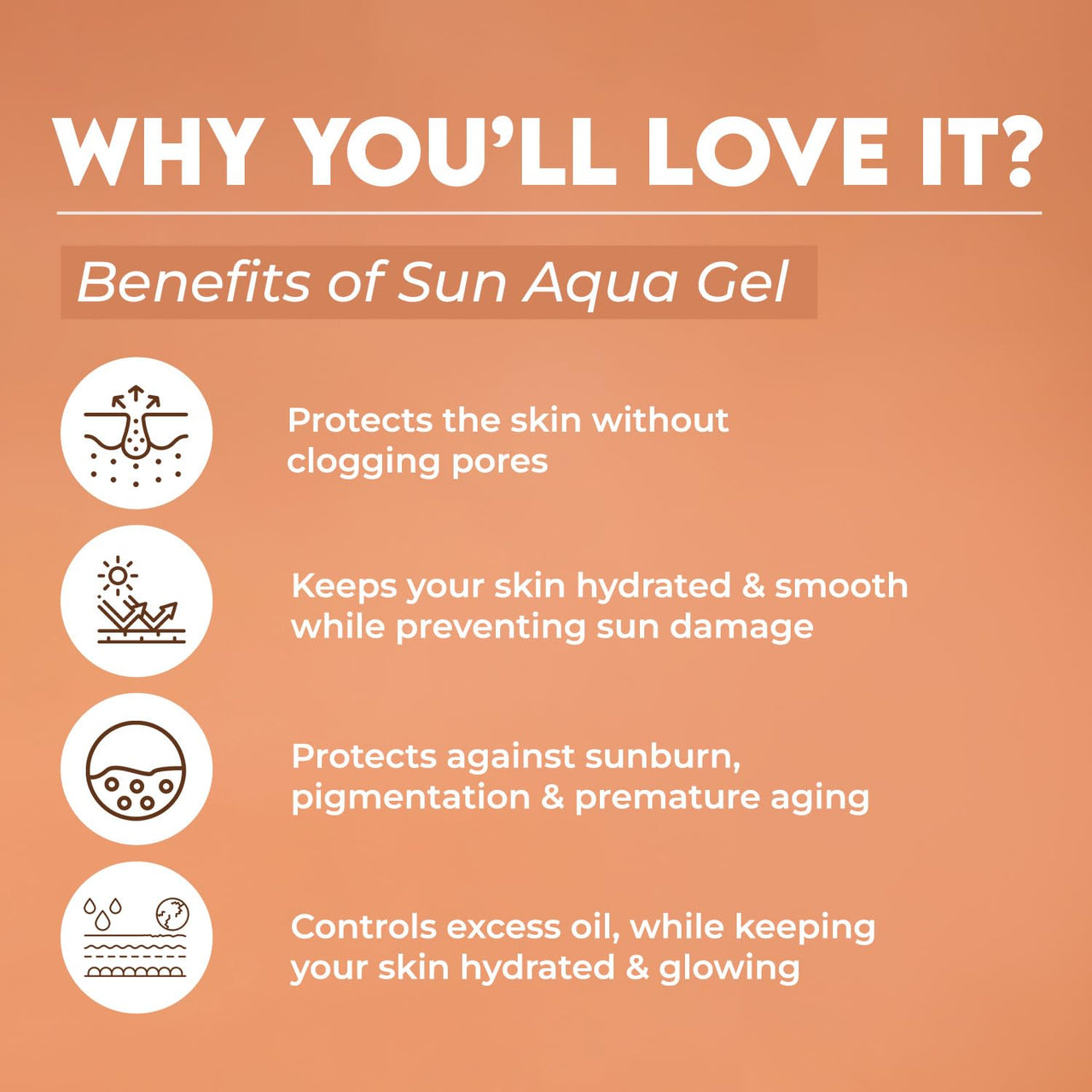 Jovees Herbal Sun Aqua Gel SPF 50 PA+++ | Lightweight, Water-Like Texture | 1% Hyaluronic Acid | Non-Greasy, No White Cast | Perfect for Oily & Combination Skin 30g