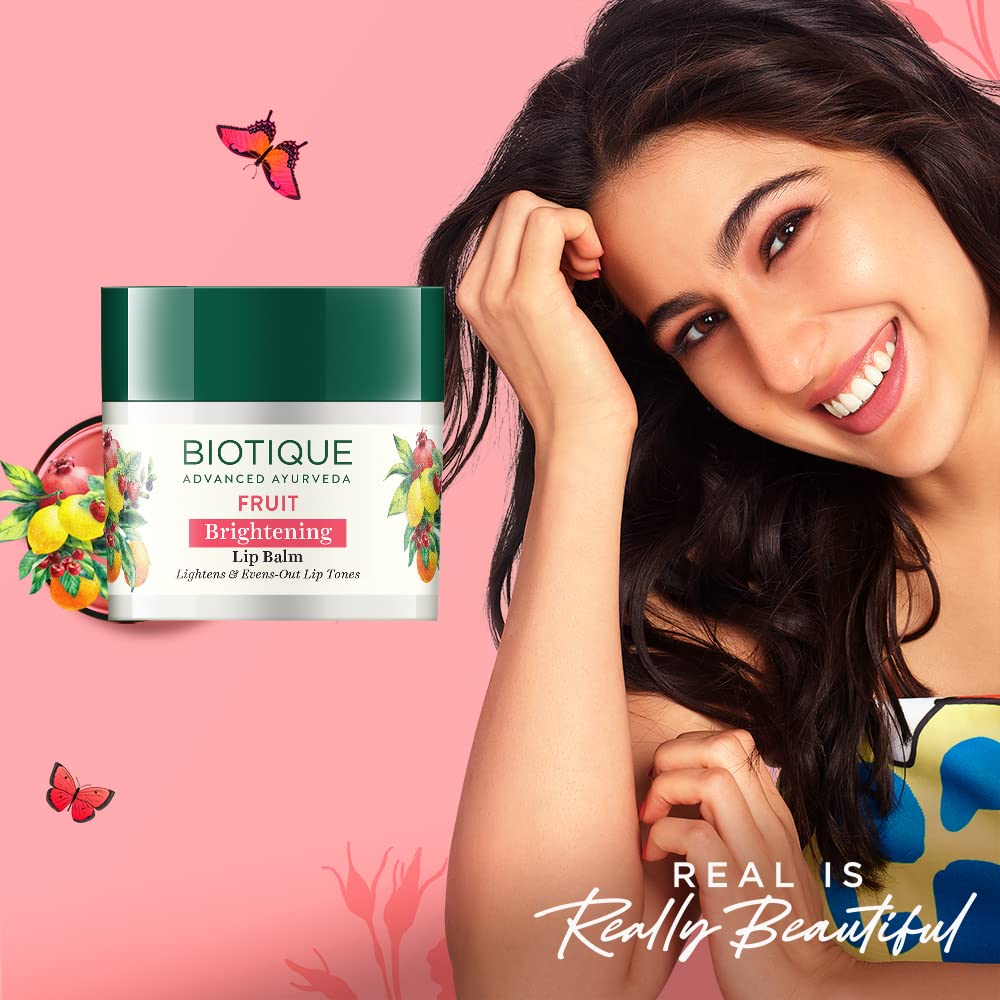 Biotique Bio Fruit Whitening/Brightening Lip Balm, 12g & Biotique Bio Basil and Sandalwood Refreshing Body Powder, 150g