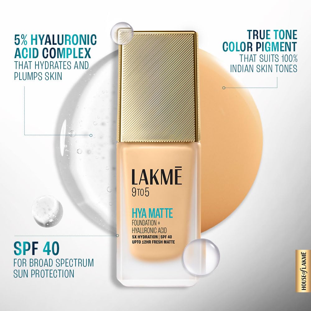 Lakmé 9to5 Hya Matte Foundation + Hyaluronic Acid Cool Walnut - 25ml