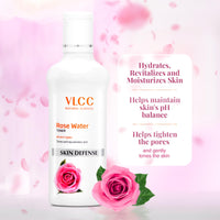 VLCC Rose Water Toner - 100ml and VLCC Sandal Cleansing Milk - 100ml | Tones & Rejuvenates Skin | Helps Maintain Skin's PH Balance | Deep Cleanses & Soothes Skin | With Rose, Aloe Vera, Sandal, Olive