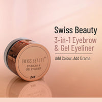 Swiss Beauty Waterproof Eyebrow & Gel Eyeliner 2 In 1 With Brush | Smudge Proof Gel Eyeliner And Eyebrow Definer Pencil | Shade- 01 Black, 7G
