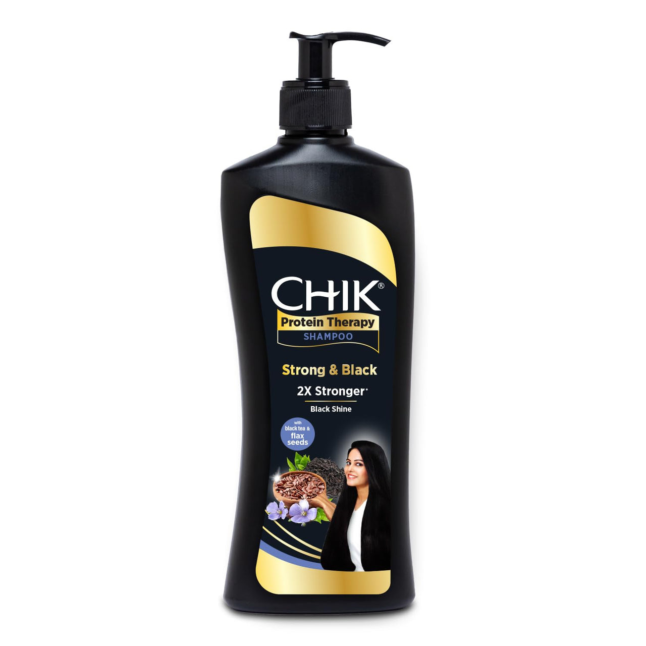 Chik Protein Therapy Shampoo |For 2X Stronger & Black Hair |With the Goodness Of Flax Seeds & Black Tea | 340ml