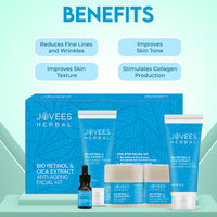 Jovees Herbal Bio Retinol & Cica Extract Anti Ageing Facial Kit For Ageing, Wrinkles, Fine Lines & Dark Spots With Bakuchiol Oil | 5 Step Facial Kit For All Skin Types 215g