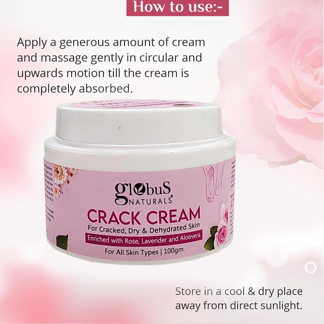Globus Naturals Crack Cream Rose 100gm (Pack of 3)