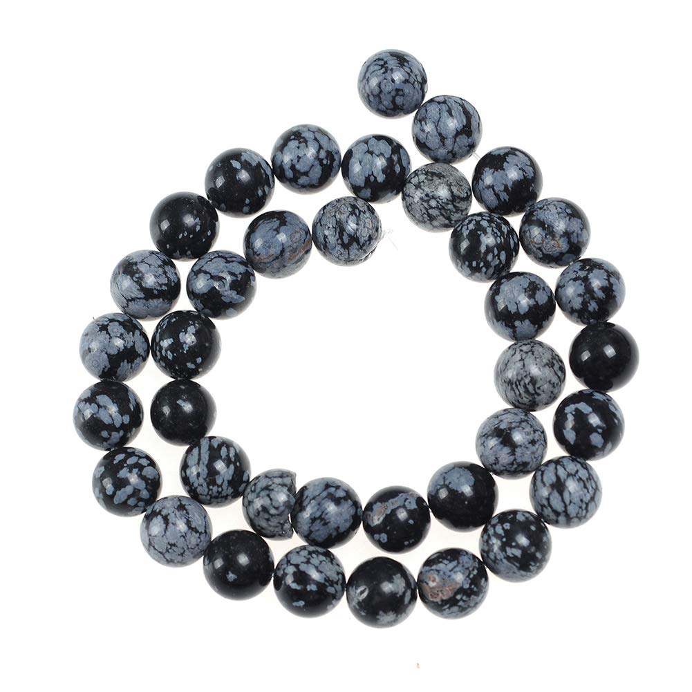 Natural Stone Beads 10mm Snowflake Gemstone Round Loose Beads Crystal Energy Stone Healing Power for Jewelry Making DIY,1 Strand 15"