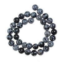 Natural Stone Beads 10mm Snowflake Gemstone Round Loose Beads Crystal Energy Stone Healing Power for Jewelry Making DIY,1 Strand 15