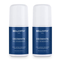 BELLAVITA Deo White Natural Underarm Roll On Deodorant for Men |Control Odour|Alcohol-Free| Antiperspirant for Long Lasting Freshness, 50ml Each (Pack of 2)