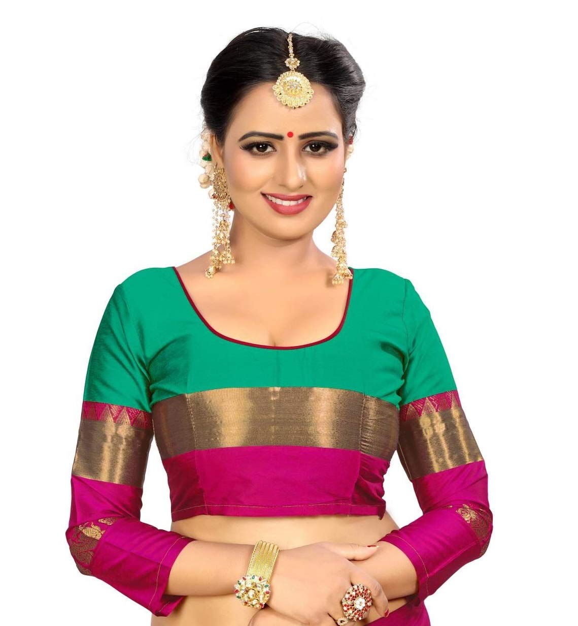 PAREVDEE Women's  Dobby Cotton Saree With Blouse Piece