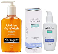 Neutrogena Oil Free Facial Moisturiser, SPF 15, 115ml And Neutrogena Oil Free Acne Face Wash, 175ml