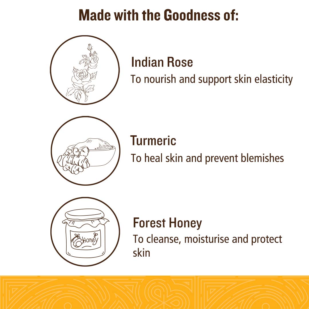 SoulTree Ayurvedic Indian Rose Face Wash With Turmeric & Honey For Dry to Normal Skin - Heals and Prevents Blemishes, Deeply Hydrates, and Nourishes Naturally-120ml