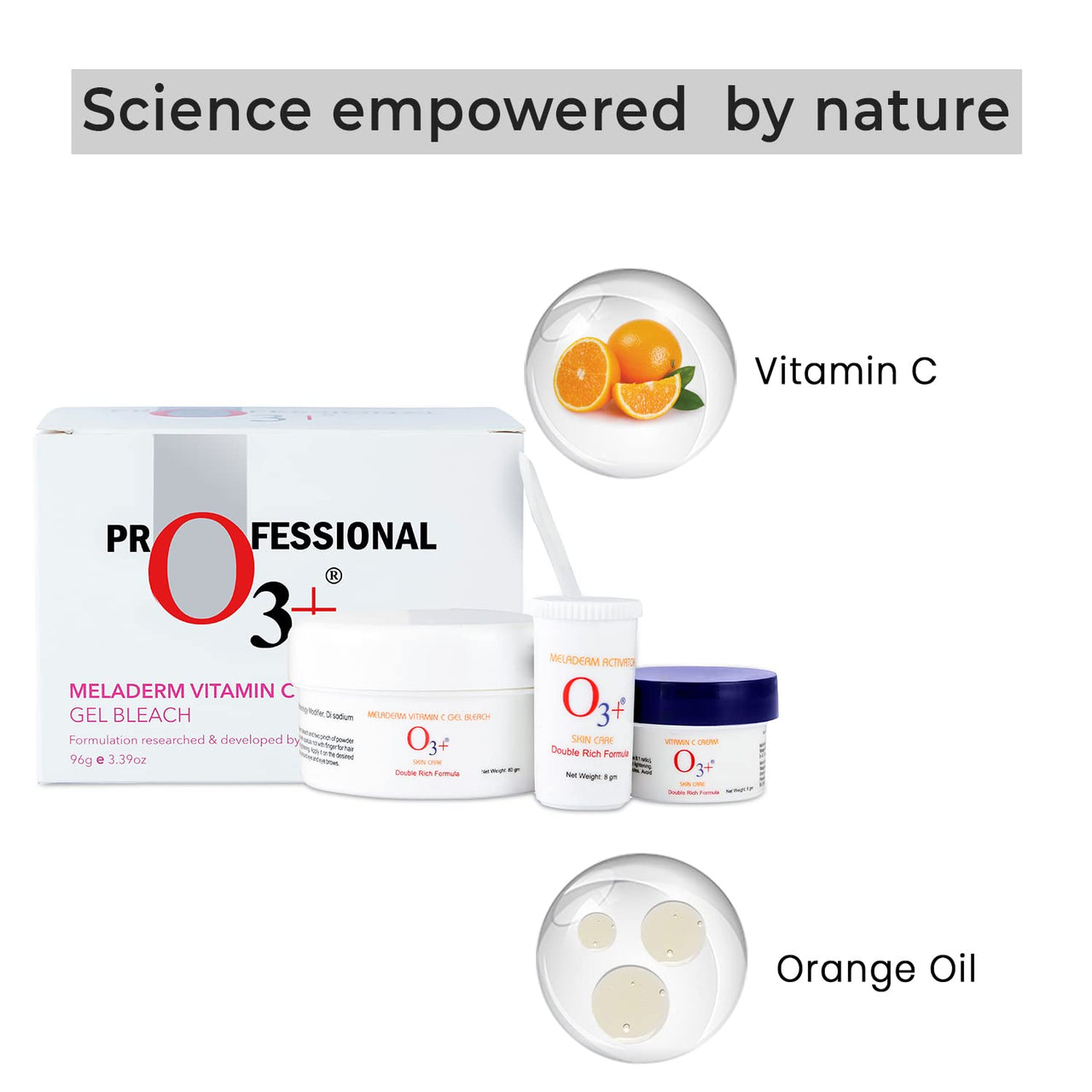 O3+ Meladerm Vitamin C Gel Bleach 96g for Skin Brightening Dull Skin | TAN Removal for Face, Suitable for Men & Women