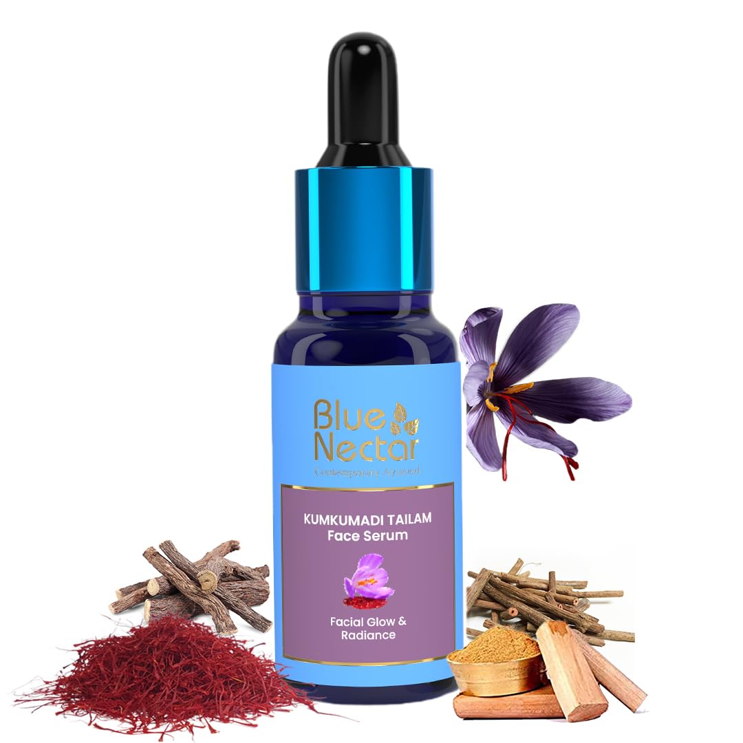 Blue Nectar Kumkumadi Tailam for face - Ayurvedic Face Serum with Natural Face Oil for Glowing Skin - Pure Saffron Face Moisturizer - 30ml