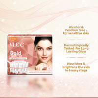 VLCC Gold Facial Kit for Sensitive Skin - 60g | Alcohol & Paraben Free | Enriched with 24K Gold, Hyaluronic Acid & Vitamin C | Safe & Gentle for Sensitive Skin