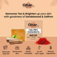 Ghar Soaps Sandalwood & Saffron Magic Soaps For Bath (100 Gms Pack Of 1) | Paraben Free | Chandan & Kesar Bath Soap | Handmade Soaps For Glowing | Skin Brightening Soap For Men & Women