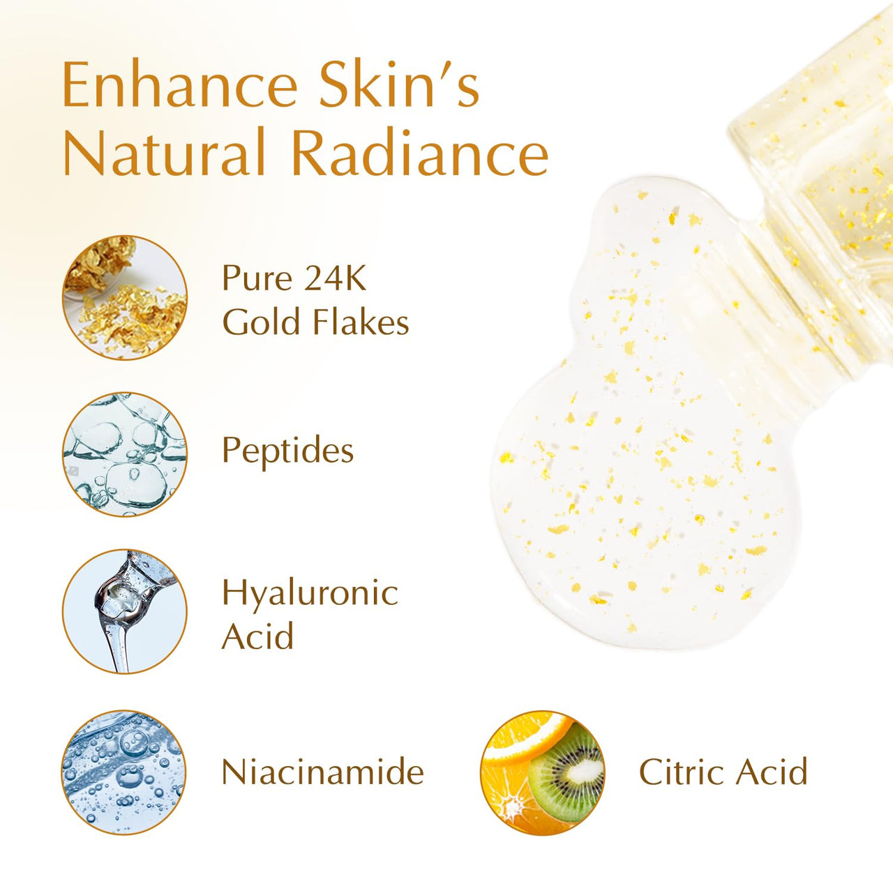 Bio-essence 24K Gold Face Toner – Pore Tightening, with Niacinamide, Hyaluronic Acid, Peptides & Antioxidants – Anti-Ageing, For All Skin Types, 100ml